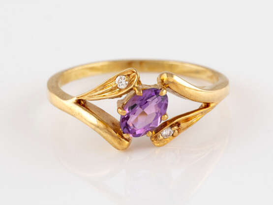 AMETHYST-RING MIT DIAMANTBESATZ - Foto 1