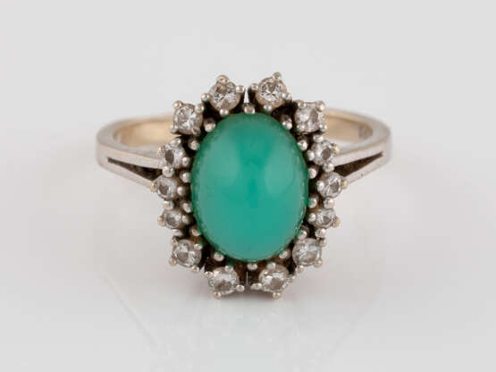 CHRYSOPRAS-RING MIT DIAMANTBESATZ - Foto 1