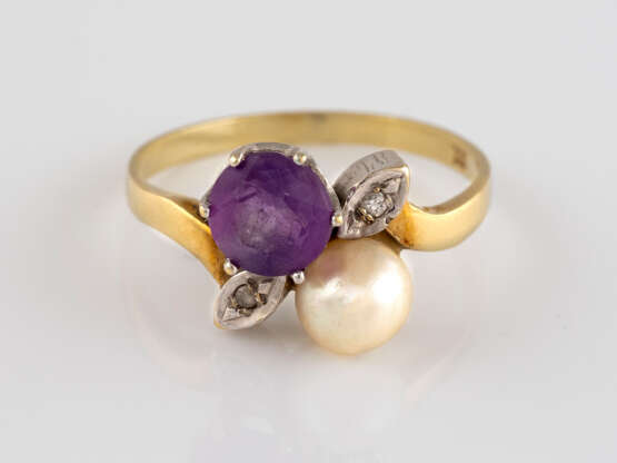 PERL-RING MIT AMETHYST UND DIAMANT - photo 1