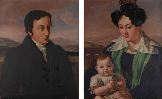 Gemälde paar: Porträt des Herrn. Porträt einer Dame mit Kind - фото 1