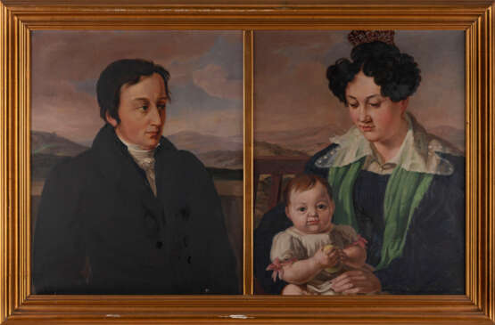 Gemälde paar: Porträt des Herrn. Porträt einer Dame mit Kind - photo 2