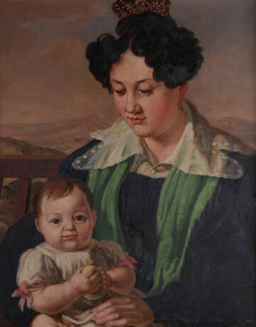 Gemälde paar: Porträt des Herrn. Porträt einer Dame mit Kind - photo 4