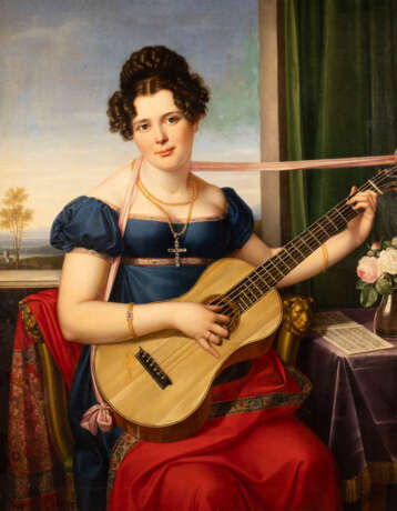 Gitarre spielende, junge Dame - фото 1