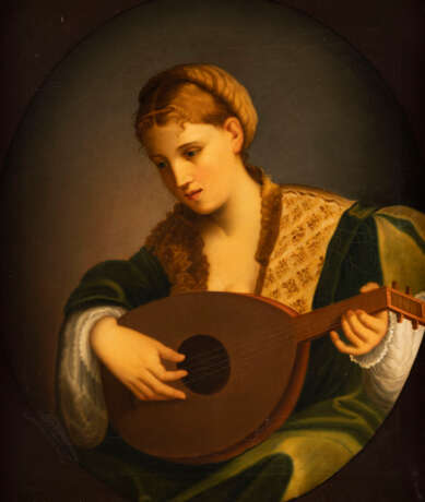 Porträt einer jungen Frau mit einer Laute - Foto 1