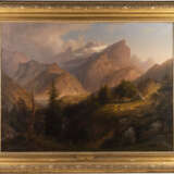 Romantische Gebirgslandschaft mit einem Jäger im Vordergrund und einer Hirtin mit Herden in der Ferne (1848) - Foto 2