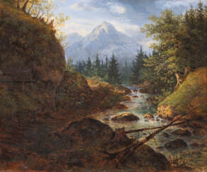 Bergige Landschaft mit einem Fluss (1832)