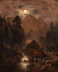 Romantische Gebirgslandschaft bei Mondlicht (1871)