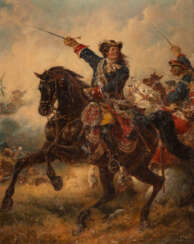 Gemälde Paar: Friedrich Wilhelm I von Brandenburg zu Pferd. König Friedrich II zu Pferd
