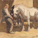 Bauer und Pferde im Stall (1917) - Foto 1