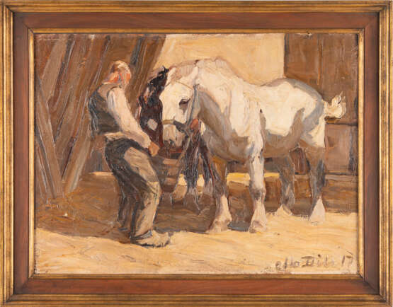 Bauer und Pferde im Stall (1917) - Foto 2