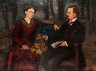 Porträt eines Ehepaars mit Hund (1915)