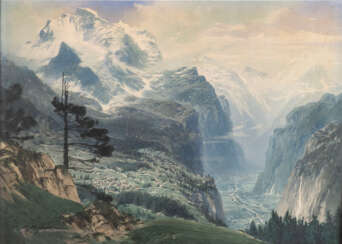 BLICK AUF WENGEN JUNGFRAU IM LAUTERBRUNNENTAL, SCHWEIZ