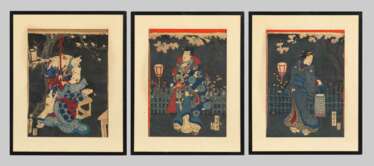 Utagawa Toyokuni II.: 3 Farbholzschnitt