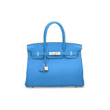 A LIMITED EDITION BLEU ZANZIBAR & MALACHITE TOGO LEATHER VERSO BIRKIN 30 WITH PALLADIUM HARDWARE - photo 1