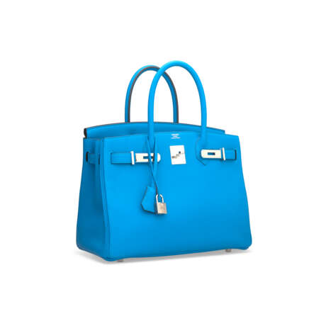 A LIMITED EDITION BLEU ZANZIBAR & MALACHITE TOGO LEATHER VERSO BIRKIN 30 WITH PALLADIUM HARDWARE - Foto 2