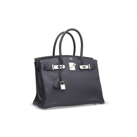 A BLEU INDIGO EPSOM LEATHER BIRKIN 30 WITH PALLADIUM HARDWARE - фото 3