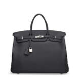 A BLEU INDIGO CLÉMENCE LEATHER BIRKIN 40 WITH PALLADIUM HARDWARE - photo 1