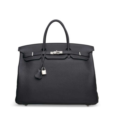 A BLEU INDIGO CLÉMENCE LEATHER BIRKIN 40 WITH PALLADIUM HARDWARE - фото 2