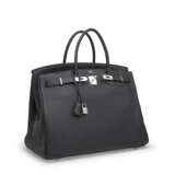 A BLEU INDIGO CLÉMENCE LEATHER BIRKIN 40 WITH PALLADIUM HARDWARE - фото 3