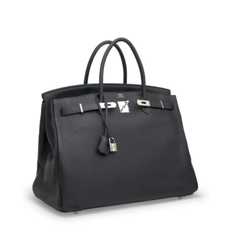 A BLEU INDIGO CLÉMENCE LEATHER BIRKIN 40 WITH PALLADIUM HARDWARE - фото 4