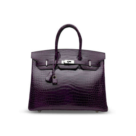 A SHINY AMÉTHYSTE POROSUS CROCODILE BIRKIN 35 WITH PALLADIUM HARDWARE - photo 1