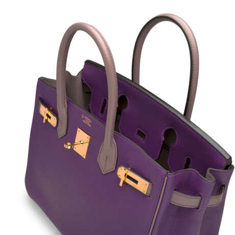 A CUSTOM ANÉMONE & GRIOLET CHÈVRE LEATHER BIRKIN 30 WITH GOLD HARDWARE - photo 6