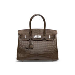 A MATTE GRIS ÉLÉPHANT NILOTICUS CROCODILE BIRKIN 30 WITH PALLADIUM HARDWARE