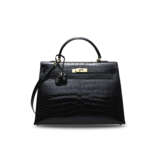 A SHINY BLACK ALLIGATOR SELLIER KELLY 35 WITH GOLD HARDWARE - photo 1