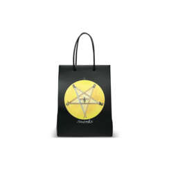 A LIMITED EDITION BLACK CALFSKIN LEATHER HANDPAINTED SWORDS MOTHERPEACE TAROT SHOPPING TOTE BAG