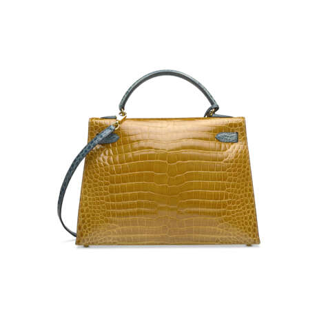 A LIMITED EDITION POUDRE, POUSERRIE & BLEU JEAN POROSUS CROCODILE SELLIER KELLY 32 WITH GOLD HARDWARE - photo 3