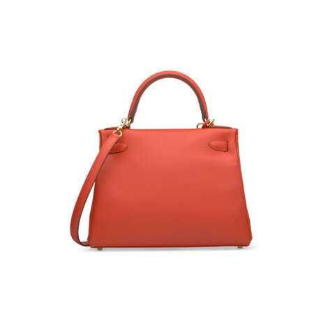 A ROUGE TOMATE EVERCOLOR LEATHER RETOURNÉ KELLY 28 WITH GOLD HARDWARE - photo 3