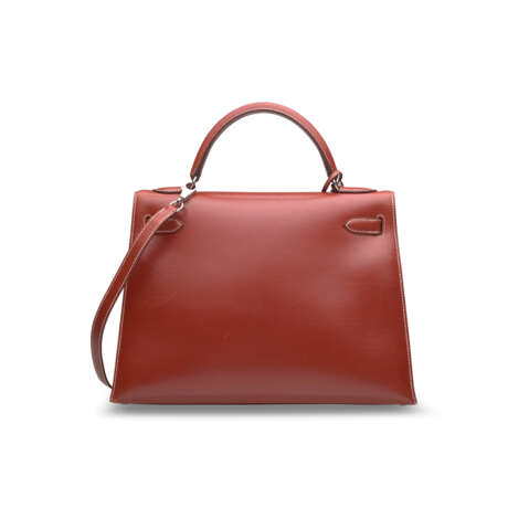 A BRIQUE CALF BOX LEATHER SELLIER KELLY 32 WITH PALLADIUM HARDWARE - photo 3