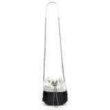 A WHITE & BLACK QUILTED CALFSKIN LEATHER GABRIELLE BUCKET BAG WITH GOLD, SILVER & RUTHÉNIUM HARDWARE - photo 6