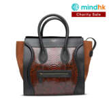 A SHINY BROWN PYTHON, ORANGE SUEDE & BLACK CALFSKIN LEATHER MINI LUGGAGE BAG WITH GOLD HARDWARE - photo 1