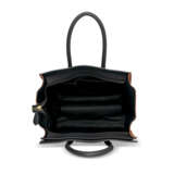 A SHINY BROWN PYTHON, ORANGE SUEDE & BLACK CALFSKIN LEATHER MINI LUGGAGE BAG WITH GOLD HARDWARE - photo 5
