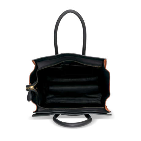 A SHINY BROWN PYTHON, ORANGE SUEDE & BLACK CALFSKIN LEATHER MINI LUGGAGE BAG WITH GOLD HARDWARE - фото 5