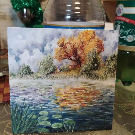 Осенний день масло х олст на картоне Oil paint Landscape painting Russia 2021 - photo 1