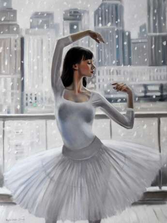 Ballerina the winter dance Öl auf Leinwand Realismus Litauen 2021 - Foto 1