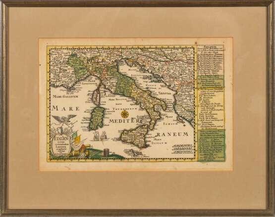 Landkarte Mittelmeer mit Italien. - Foto 2