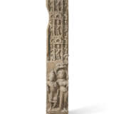 A BUFF SANDSTONE DOORJAMB WITH RIVER GODDESS AND ATTENDANT - фото 1