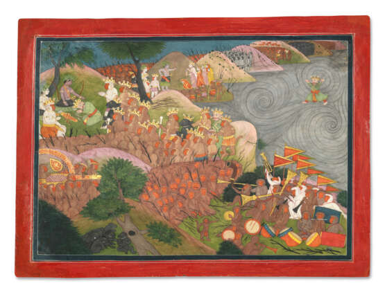 A ILLUSTRATION FROM A RAMAYANA SERIES: RAMA RECEIVES VIBHISHANA FROM ACROSS THE OCEAN - Foto 1