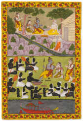 AN ILLUSTRATION TO THE &#39;IMPEY&#39; RAMAYANA: KEVAT WASHES RAMA&#39;S FEET BEFORE THEY CROSS THE GANGES