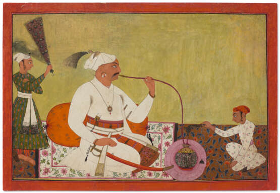 A PORTRAIT OF A RULER SMOKING A HOOKAH - фото 1