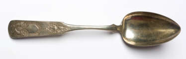 A LARGE RUSSIAN SILVER SPOON