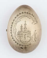 A RUSSIAN SILVER EASTER-EGG