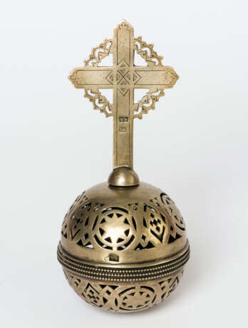 A RUSSIAN SILVER TOP PART WITH CROSS - photo 1