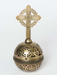 A RUSSIAN SILVER TOP PART WITH CROSS