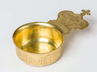 A RUSSIAN LITURGICAL GILDED SILVER KOVSH