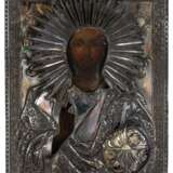 A RUSSIAN ICON WITH SILVER OKLAD SHOWING CHRIST PANTOKRATOR - photo 1