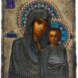 A RUSSIAN ICON WITH SILVER OKLAD AND CLOISONNE ENAMEL - photo 1